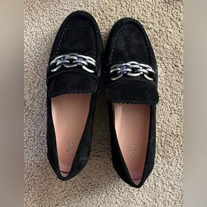 NYDJ Owens Black Suede Chain Loafers Size 7.5 - Lug Sole Memory Foam. New in Box